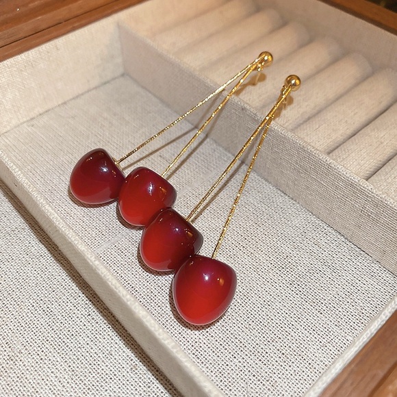 Anthropologie Jewelry - Cherry Drop Earrings